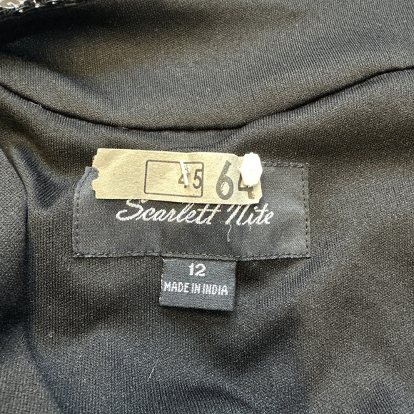 Y2K Scarlett Nite‎ Sequin Cocktail Mini Dress Black Silver Glam Party 12 - Picture 2 of 8